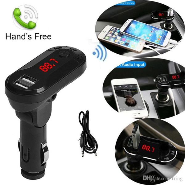 Car Bluetooth Adapter FM Transmitter Bluetooth Car Kit Hands Free FM Radio Adapter with USB Output Car Charger