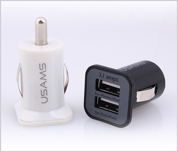 USAMS 3.1A Car Charger Dual Port USB Charger Adaper 5V 3100mAh for iPhone Samsung HTC MQ100