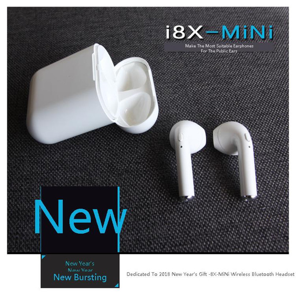 2018 i8X-MINI Wireless Bluetooth Earbuds Headphones with Charger Box for Apple Iphone X 8 7 Plus Android Samsung Sony Car Earphones DHL