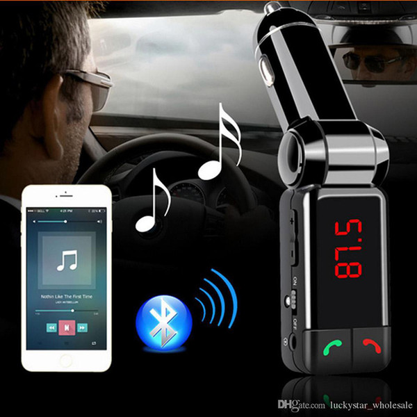 BC06 Bluetooth Car Kit Car Speakerphone BT Hands Free Dual FM Transmitter Port 5V 2A AUX-IN Music Player For Samsung iPhone Mobile