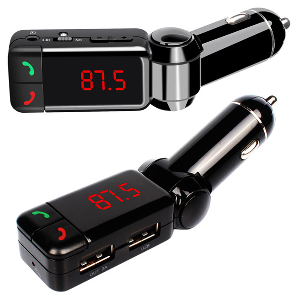 BC06 Bluetooth Car Charger FM Transmitter Handsfree Flash Card MP3 Play Dual USB Charger Port LED Digital Display AUX Line Audio Input Kit