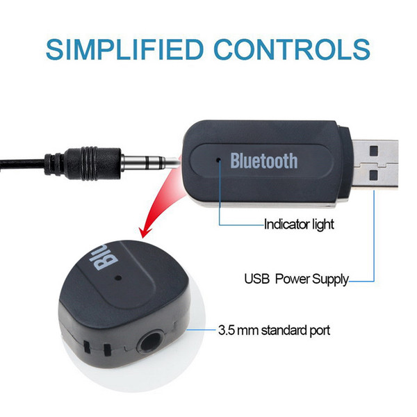 Bluetooth AUX Stereo Music USB Bluetooth Car Music Receiver Dongle Kit with Audio Cable for iPhone Car Adapter