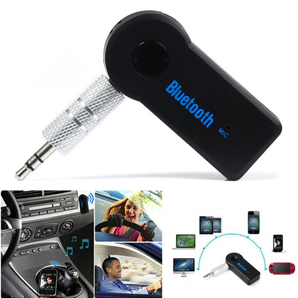 Universal 3.5mm Bluetooth Car Kit A2DP Wireless AUX Audio Music Receiver Adapter Handsfree with Mic For Phone MP3 Retail Box A-PJ