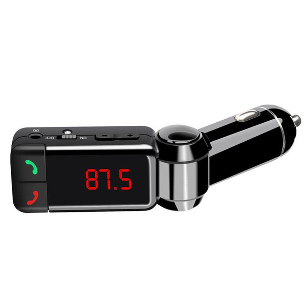 20pcs Bluetooth Car Charger BC06 FM Transmitter Handsfree Flash Card MP3 Play Dual USB Charger Port LED Digital Display AUX Line Audio Input