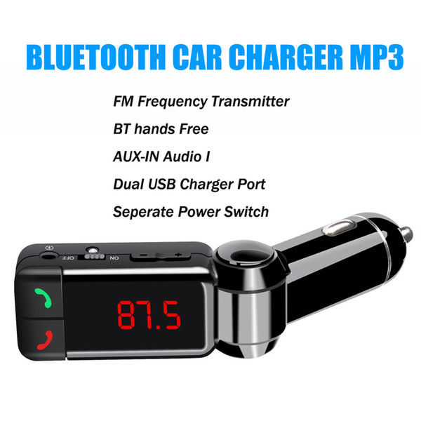 2015 NEW bluetooth car charger BT hands free car charger MP3 BC06 mp3 player mini dual port AUX FM Frequency transmitter free DHL