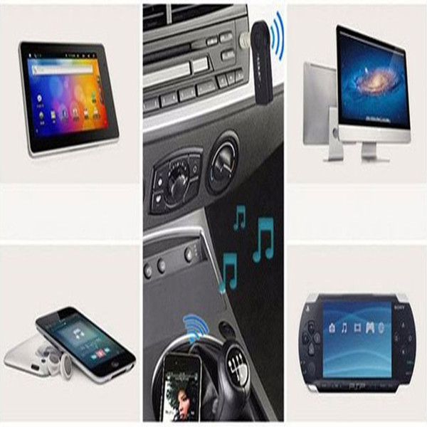 Universal 3.5mm Bluetooth Car Kit A2DP Wireless AUX Audio Music Receiver Adapter Handsfree with Mic For Phone MP3 Retail Box