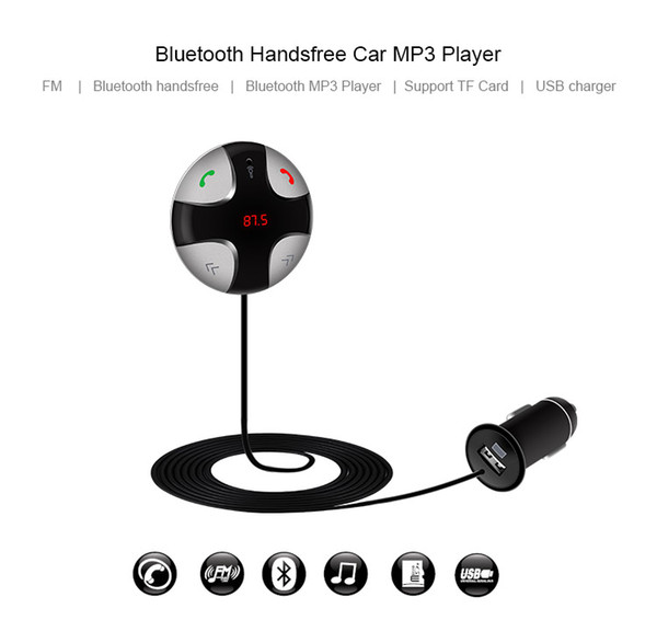 New FM29B Universal Bluetooth Handsfree Car Kit LED Display Car Charger Support stereo sound output and FM Transmission For Cell Phone