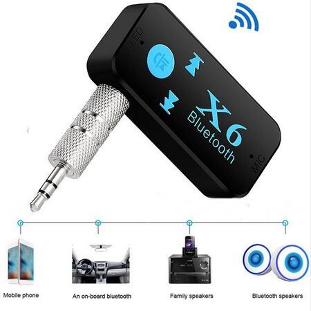 2019 Hot X6 Bluetooth 4.1 Wireless USB Receiver Bluetooth 3.5mm Audio Adapter Car Auto Jack AUX TF Card Reader Microphone Hands Free Calling