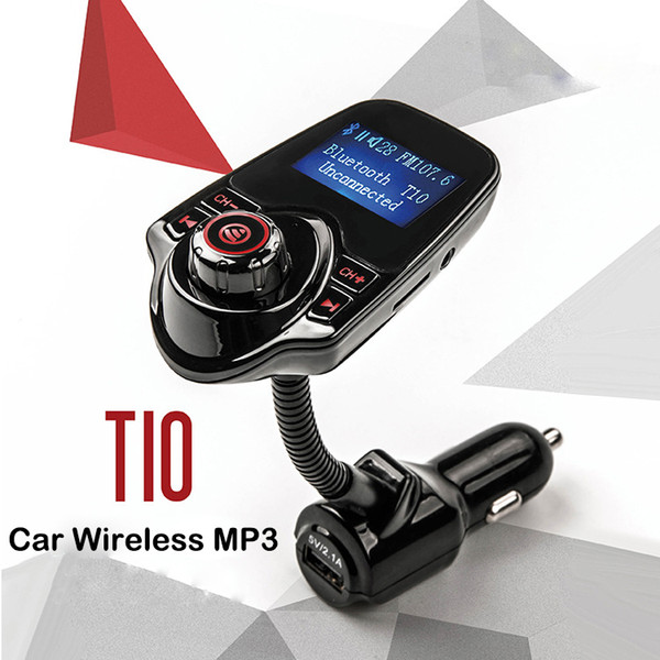 T10 Car Wireless MP3 FM Transmitter LCD Display Bluetooth V3.0+EDR Handsfree Kit Support U Disk FLAC TF Card Handsfree Calling DHL OTH339