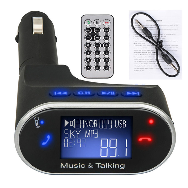 Wireless Bluetooth Car Kit FM Transmitter Radio Adapter Handsfree MP3 Player Radio LCD Modulator USB SD Remote for IOS Android