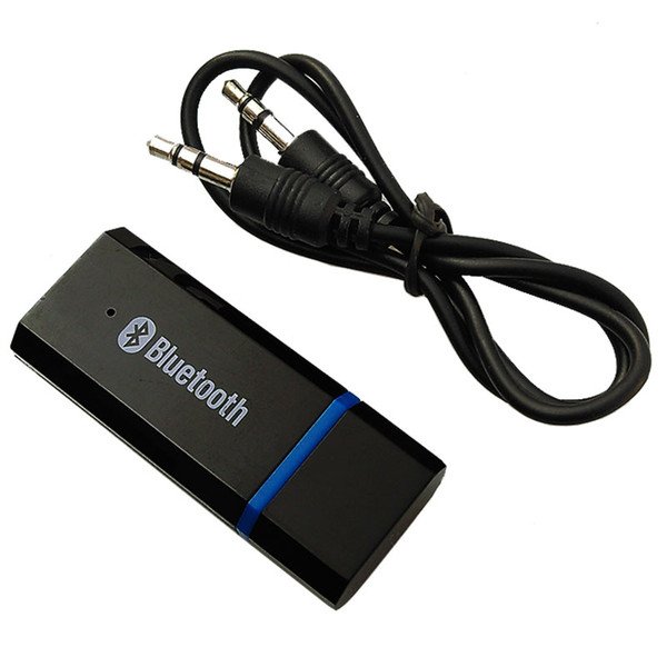 Wholesale-New Mini Portable Stereo 3.5mm AUX Dongle USB Wireless Bluetooth Music Audio Receiver Adapter for Car