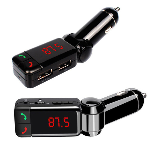 Mini Mobile Phone Car Charger Bluetoth Hands Free Kit LCD Audio MP3 Player FM Transmitter Double USB Charging Port 5V/2A,U Disk