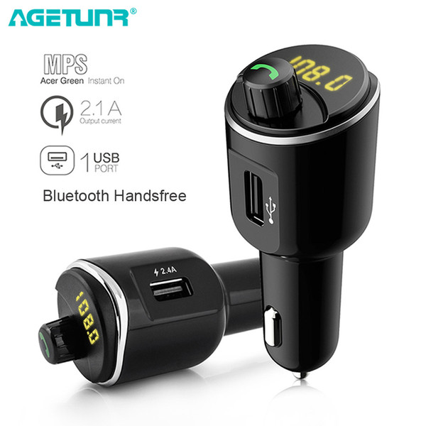 AGETUNR T21 Bluetooth Car Kit Handsfree Set FM Transmitter MP3 Music Player 5V 2.1A Dual 2 USB Car Charger Support USB Music