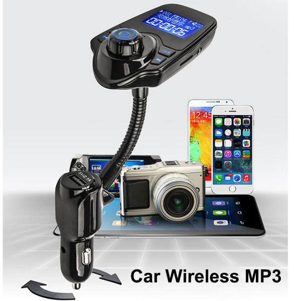 2017 T10 Car Wireless MP3 FM Transmitter LCD Display Bluetooth V3.0+EDR Handsfree Kit Support U Disk FLAC TF Card DHL OTH339