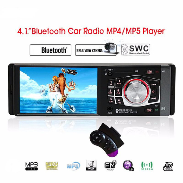 4.1'' inch Car Radio Bluetooth Car MP5 Player TFT HD Screen USB SD Support Steering Wheel Remote Control Rear View Camera 4012B