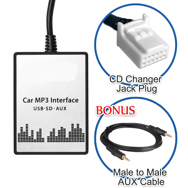 Car MP3 Player USB SD AUX Input MP3 Audio Adapter Digital CD Changer for Lexus ES 300/330 IS 220/250/300