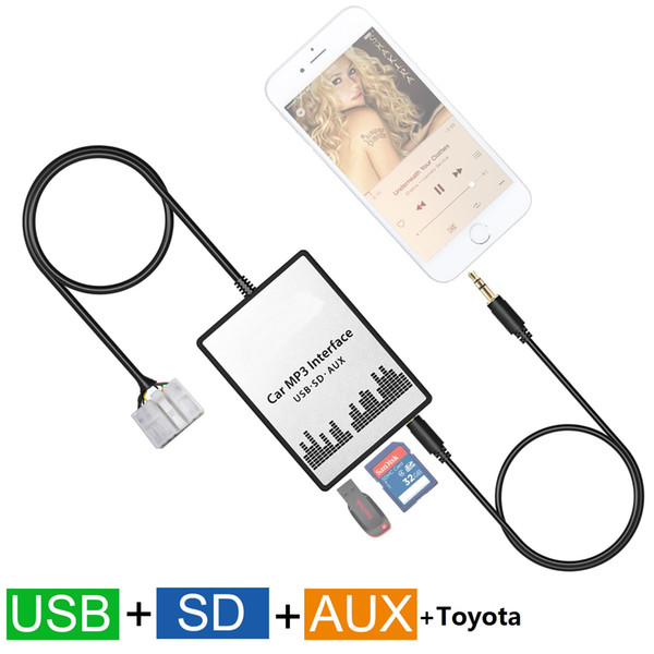 Car MP3 Player USB SD AUX Input MP3 Audio Adapter Digital CD Changer for 1998-2004 Toyota 4Runner Avalon Avensis Camry Celica Corolla