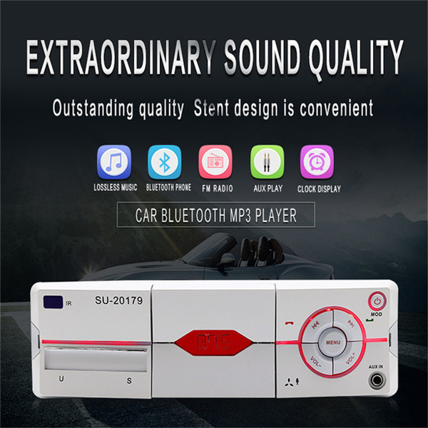 Bluetooth Car Stereo Audio Receiver MP3 Player Remote Control U Disk Card Radio with Mobile Phone Bracket Design /AUX Audio Input/AM/FM/File