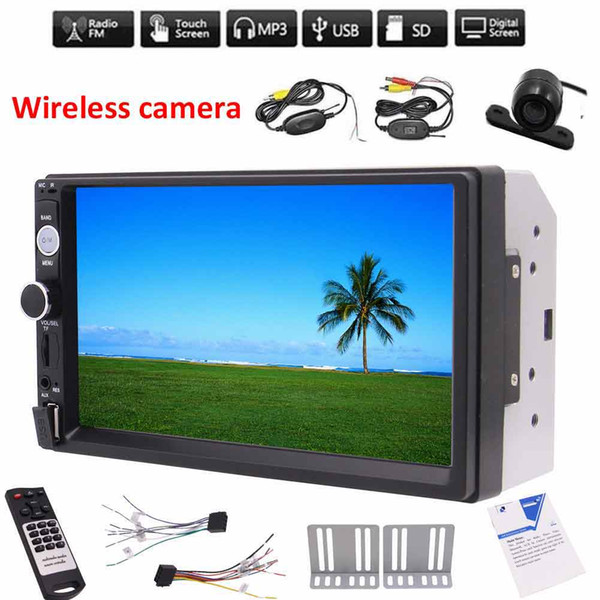 Wireless rearview camera+7'' double 2din car Multimedia player in dash headunit car MP5 No DVD player audio video player USB/TF/AUX IN