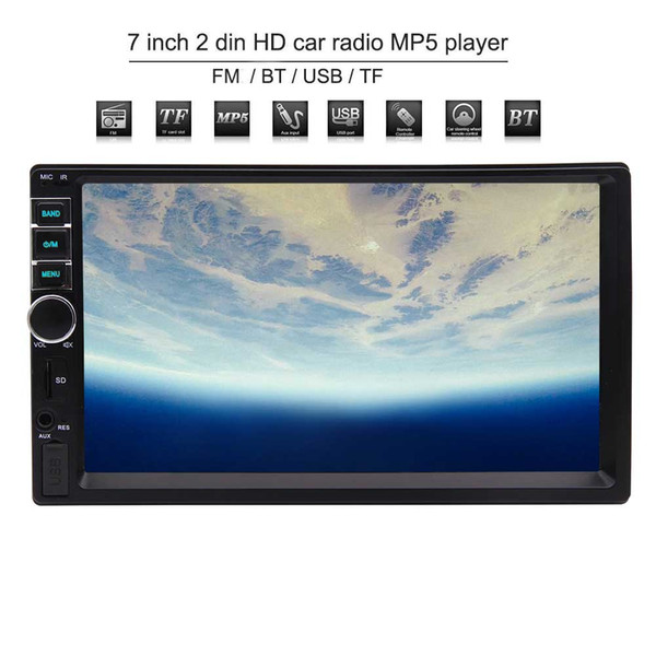 EinCar Car MP5 Player Double Din Car Stereo Radio 7'' Capacitive TouchScreen Front AUX USB/TF Card In Bluetooth FM Radio Audio Cam-In