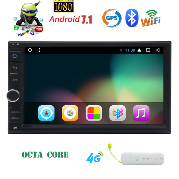 Android Nougat 7.1 Octa Core Car Stereo in Dash 2G RAM GPS Navigation Radio Bluetooth Front&Backup Dual Cameras 7'' 2DIN HeadUnit Autoradio