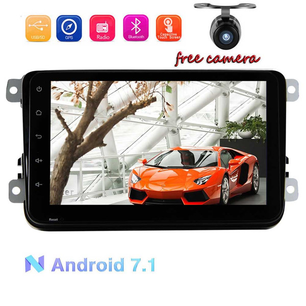 Android 7.1 Double DIN Car GPS Navigator For Volkswagen 8'' Blutooth WIFI USB OBD 3G/4G Phone Mirror link SWC Canbus CAM-IN