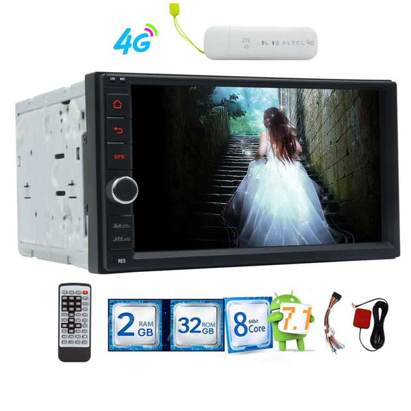 4G Dongle+Double 2din Android 7.1 Car Stereo OCTA Core in Dash Autoradio Bluetooth 1080P Video Audio AM/FM/RDS Radio BT SWC