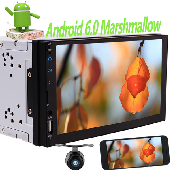 Double 2 Din in dash 7'' Touch screen car radio Gps navigation stereo 4 Core 1GB+16GB CPU Android 6.0 Head Unit Bluetooth