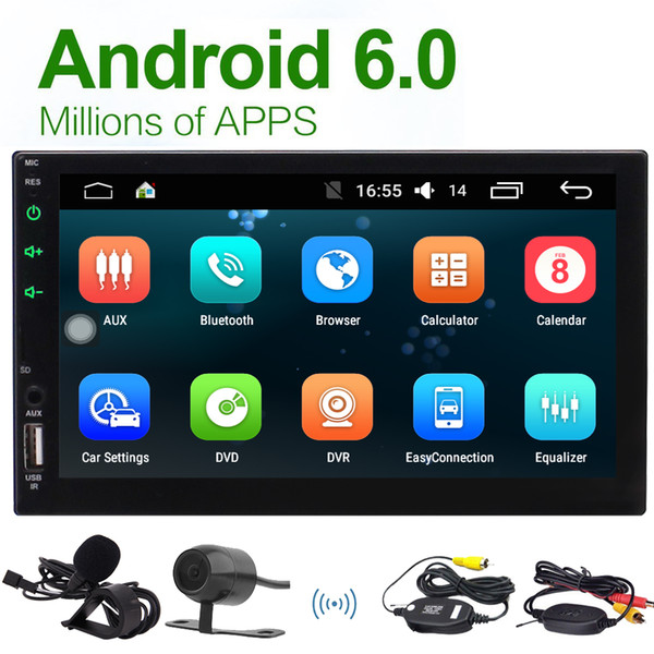 Wireless Camera EinCar Android 6.0 Quad Core Double Din Car Stereo In Dash GPS Navigation Headunit Bluetooth WIFI/FM AM RDS Radio