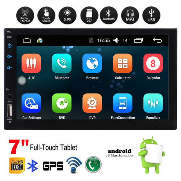 7'' Universal Android 6.0 Car Stereo Radio Headunit Autoradio GPS Navi in Dash Audio Video System Bluetooth WiFi Mirror Link 1GB+16GB Music