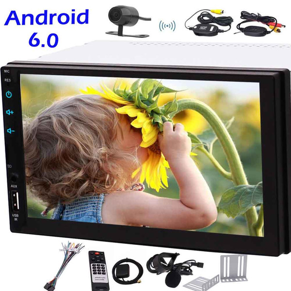 Wireless Rear Camera+Universal Android 6.0 no DVD Player in Dash GPS Navigation Car Stereo Quad core Double 2din Vehicles Radio Video Audio