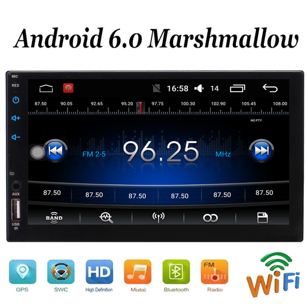 Double Din In Dash Head Unit Quad Core Android 6.0 System Car Stereo 7'' Touchscreen GPS Navigation Radio Audio Player Video WiFi