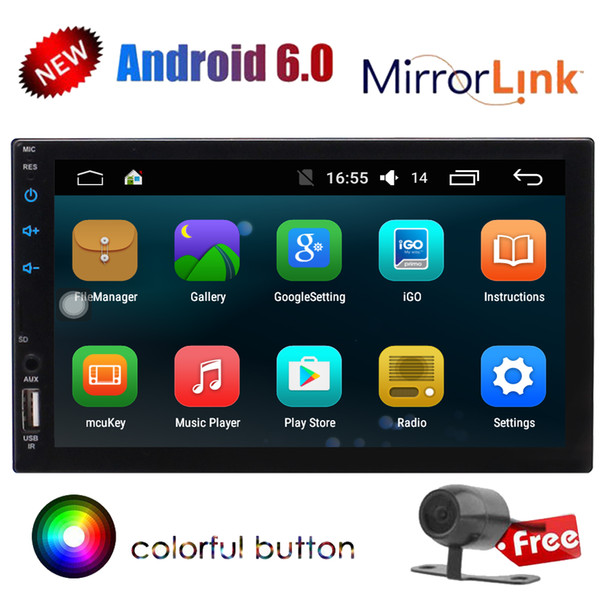 Quad Core Android 6.0 Car Stereo 7'' Capacitive Touch Screen Double Din Car Radio GPS Navigation In Dash Bluetooth Headunit System WiFi