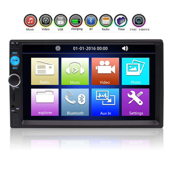 7'' Double Din In Dash Car Stereo In Dash Head Unit touch screen Car MP3 MP5 Player Bluetooth Video USB Steering Wheel Control