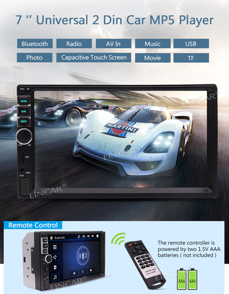 Wireless Backup Camera Eincar Double Din Universal Car MP5 Player 7'' Touch Screen Video Play Audio Receiver Radio Bluetooth FM USB/TF AUX