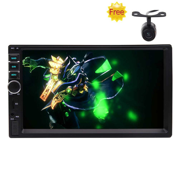 7'' Capacitive Touch Screen Universal Double Din HD Car Radio MP5 Player In-dash Entertainment Multimedia Player Receiver Multi Button Color