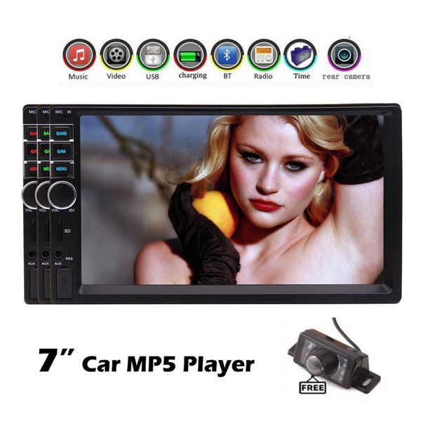 Car MP5 Player EinCar Deck Stereo 7'' Double din Multi Video 2Din Autoradio Audio Headunit Automotive Vehicle Unit USB SD Bluetooth+ camera