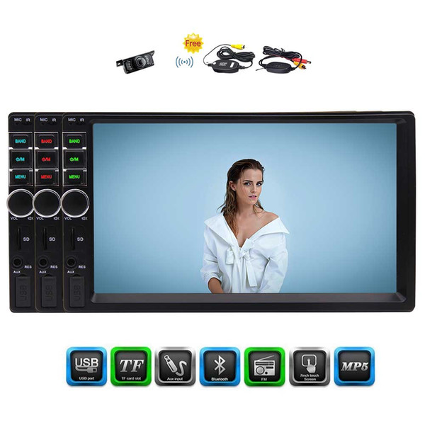 Backup Camera Eincar Car Stereo Universal Double 2 Din Car MP5 Player 7'' Digital Capacitive Multi-Touch Screen In-Dash Player SWC/Bluetooth