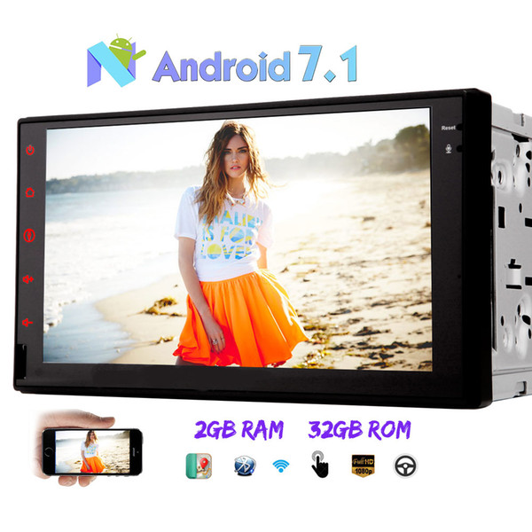 Android 7.1 Octa-core 2GB RAM+32GB ROM Car Radio Stereo 7'' Capacitive Touch Screen Double Din Head Unit Car Non-DVD Player GPS Sat