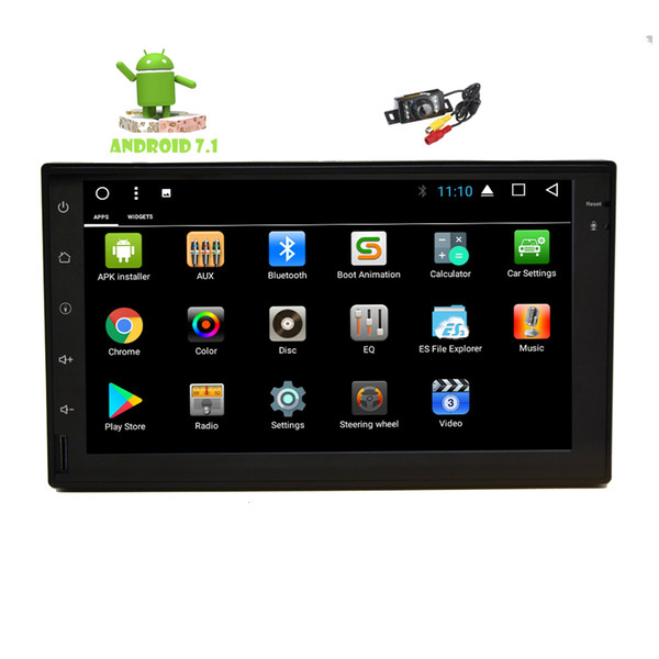 Backup Camera+Car Stereo Double Din In Dash Android 7.1 Nougat GPS Navigation System Radio 7'' Capacitive Touch Screen Bluetooth OBD2 WiFi