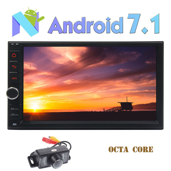 Backup Camera+Octa core Android 7.1 Car Stereo 2G RAM Double din 7''Autoradio HeadUnit in Dash GPS Navigation Bluetooth FM AM RDS Radio