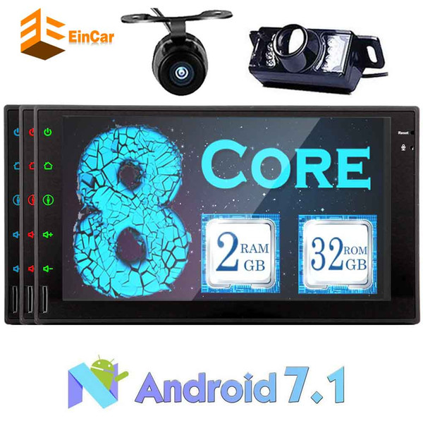 Android 7.1 Car Stereo Octa-core 2 Din 7'' Capacitive Touch Screen Headunit In Dash GPS Navigation Car Radio Entertainment System Bluetooth