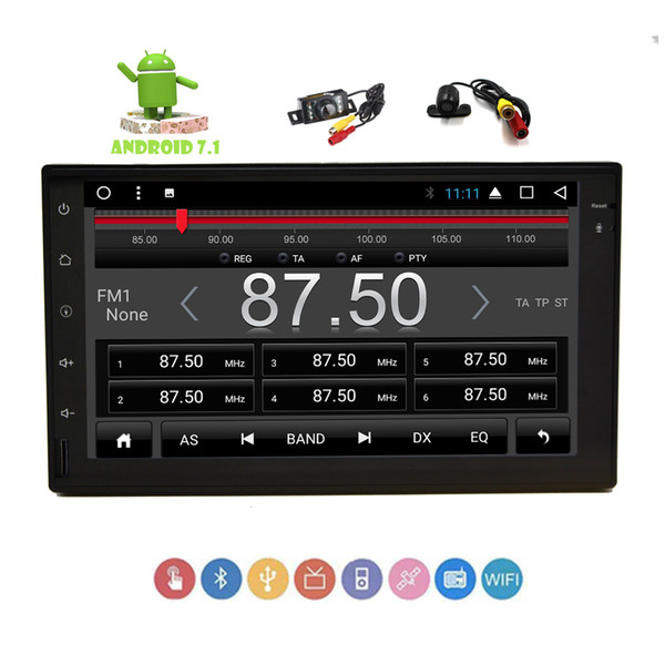 Android 7.1 Car Stereo Double Din In Dash GPS Navigation Car Player Bluetooth WiFi 4G OBD2 7'' Capacitive Multi-TouchScreen Radio HeadUnit