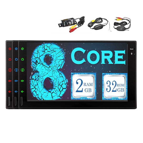 2GB+32GB 8 Core In Dash Android 7.1 Double Din 7'' Capacitive Touch Screen Car Stereo Radio GPS Navigation Bluetooth WIFI Colorful Button