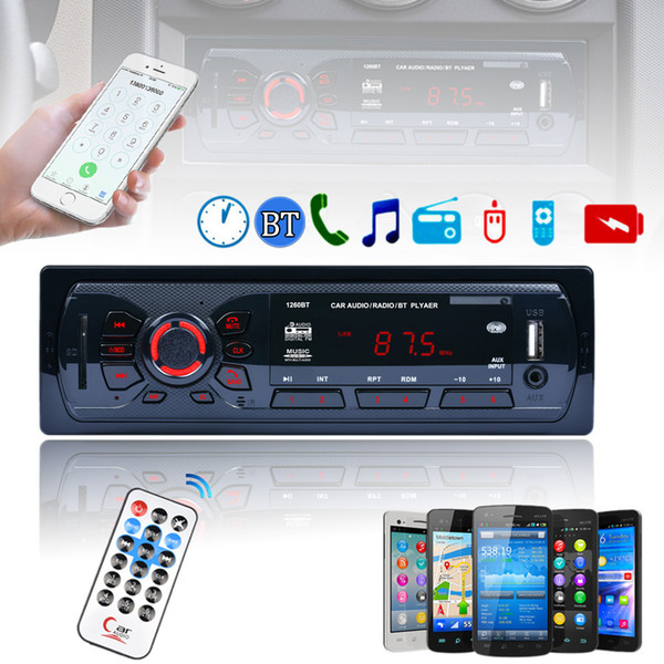 Bluetooth Car Stereo FM Radio MP3 Audio Player Aux Input Receiver SD USB MP3 Radio In-Dash Support Hands-free Calls CAU_016