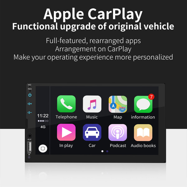 7'' Full Screen Touch Car Radio MP5 Player Support Real Carplay for Bluetooth HD Video Play Reverse Camera USB AUX