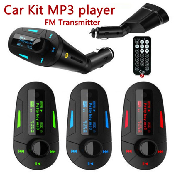 LCD Display Wireless FM Transmitter Modulator with Remote for Car Kit MP3 Player 3 colors DHL free