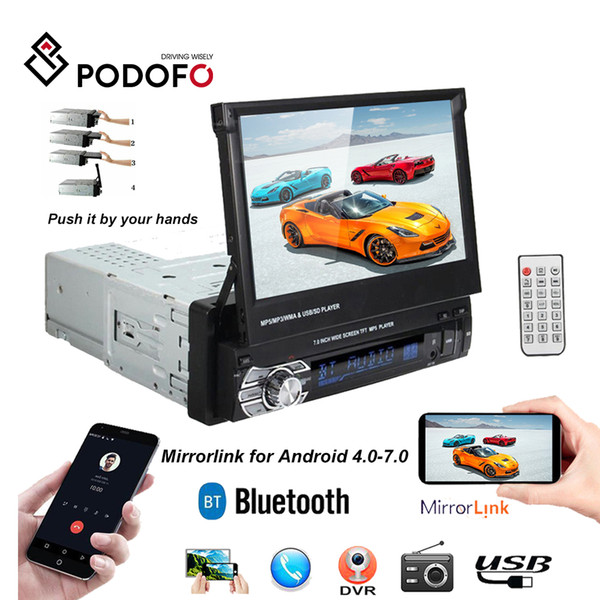 Podofo 1din Universal Car Radio Stereo FM Receiver Bluetooth MP5 Player Audio Player 9601 USB Autoradio Mirrorlink for android