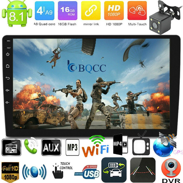 Autoradio Android 8.1 Bluetooth Quad Core Car Stereo Radio MP5 Media Player GPS NAV+Camera