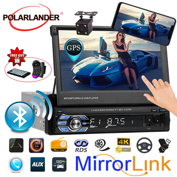 Bluetooth GPS 7 inch touch screen mirror link car radio player MP5 12 multi-language stereo FM USB TF video 1 din